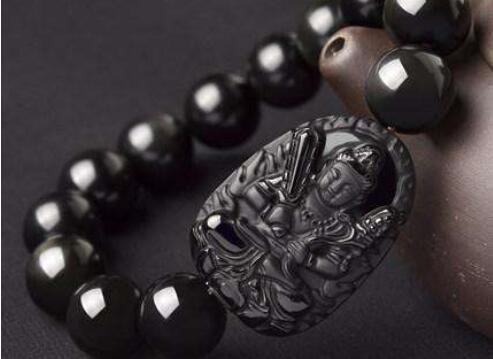 obsidian buddhist protector bracelet